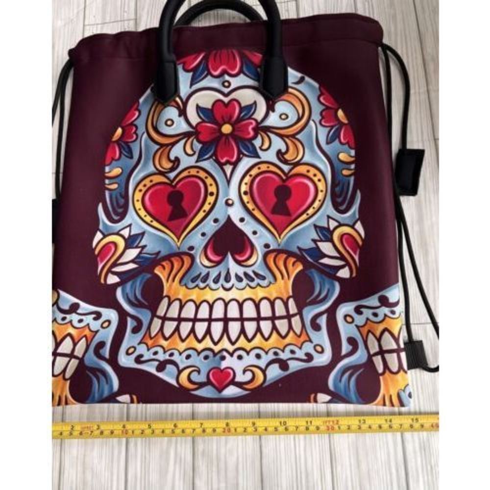 Save My Bag Womens Drawstring Bag/ Backpack Italy Neoprane SkullLimited Edition - Picture 6 of 13
